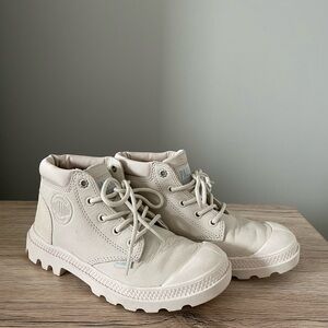 Palladium PAMPA LO CUFF Real Leather Sneakers Women's WHITECAP GRAY Size 5